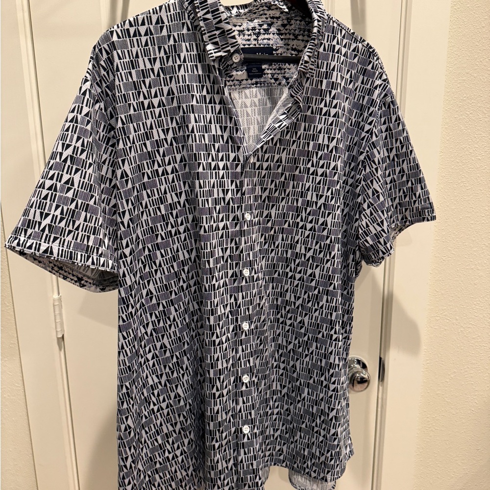 Mizzen+Main Halyard Blue Patterned Shirt XXL Classic Fit